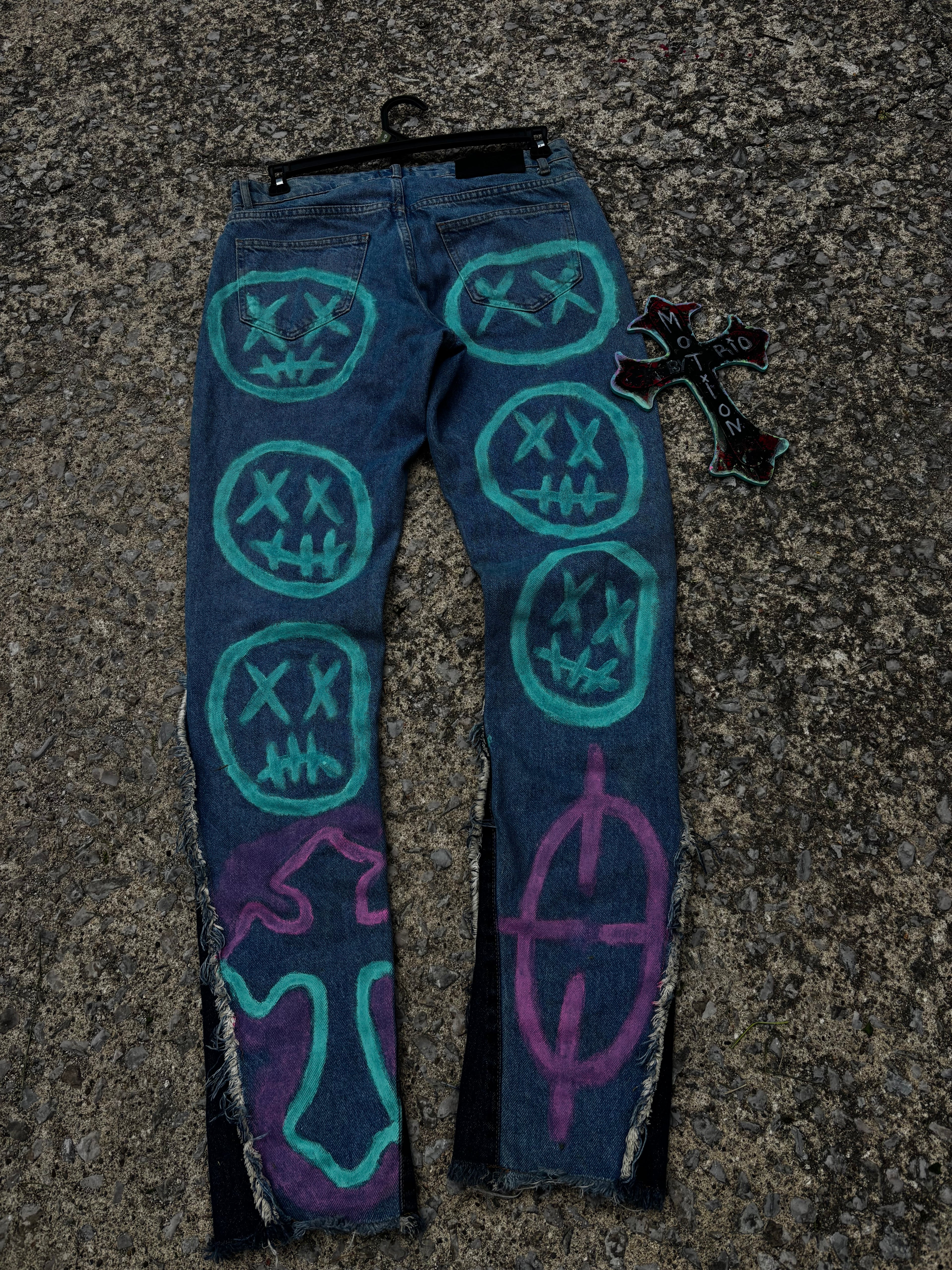 Toxic Candy 🍬 Custom Stacked Denim Jeans