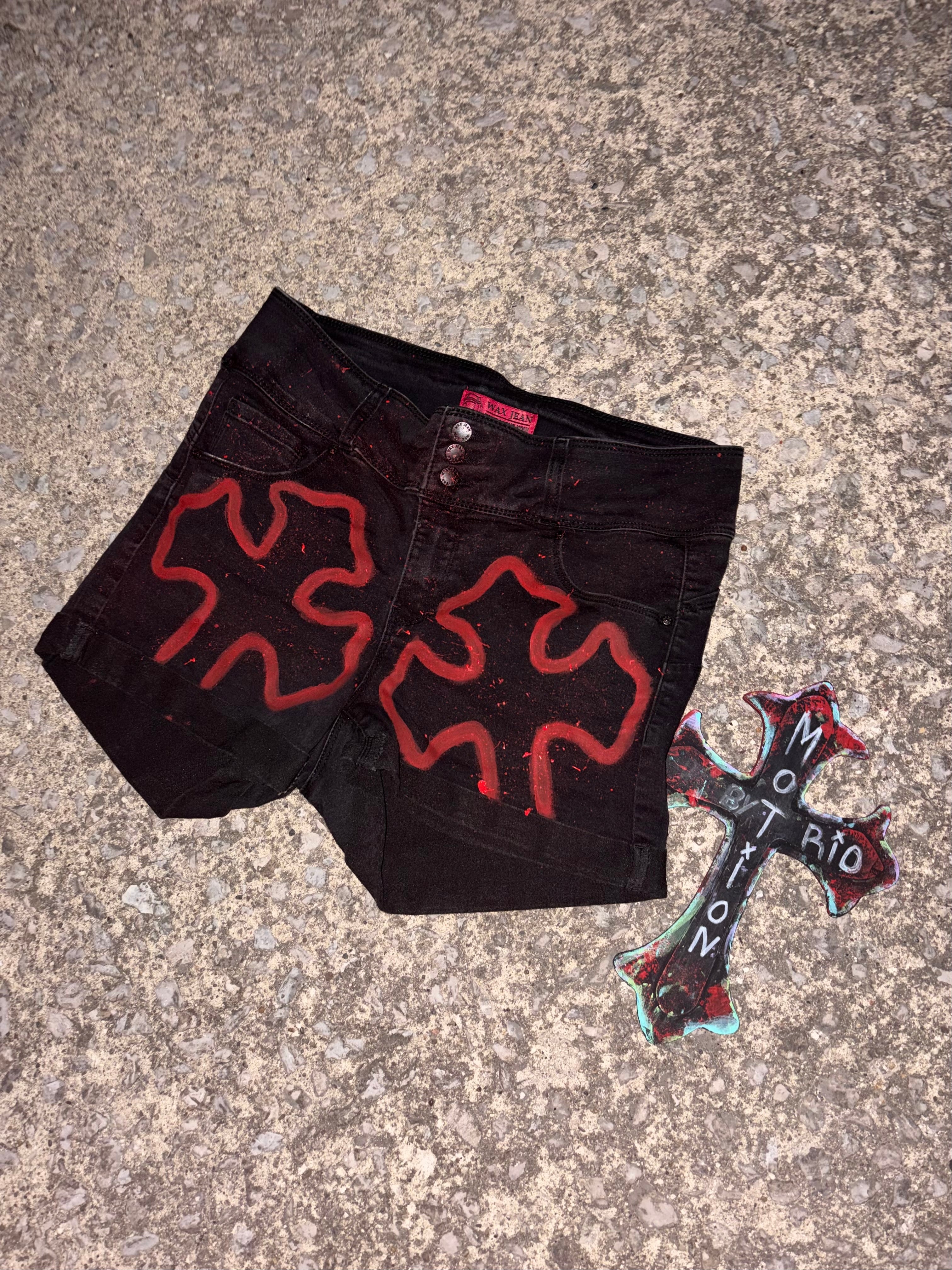 Death Before Doubt custom Denim Shorts-Women’s