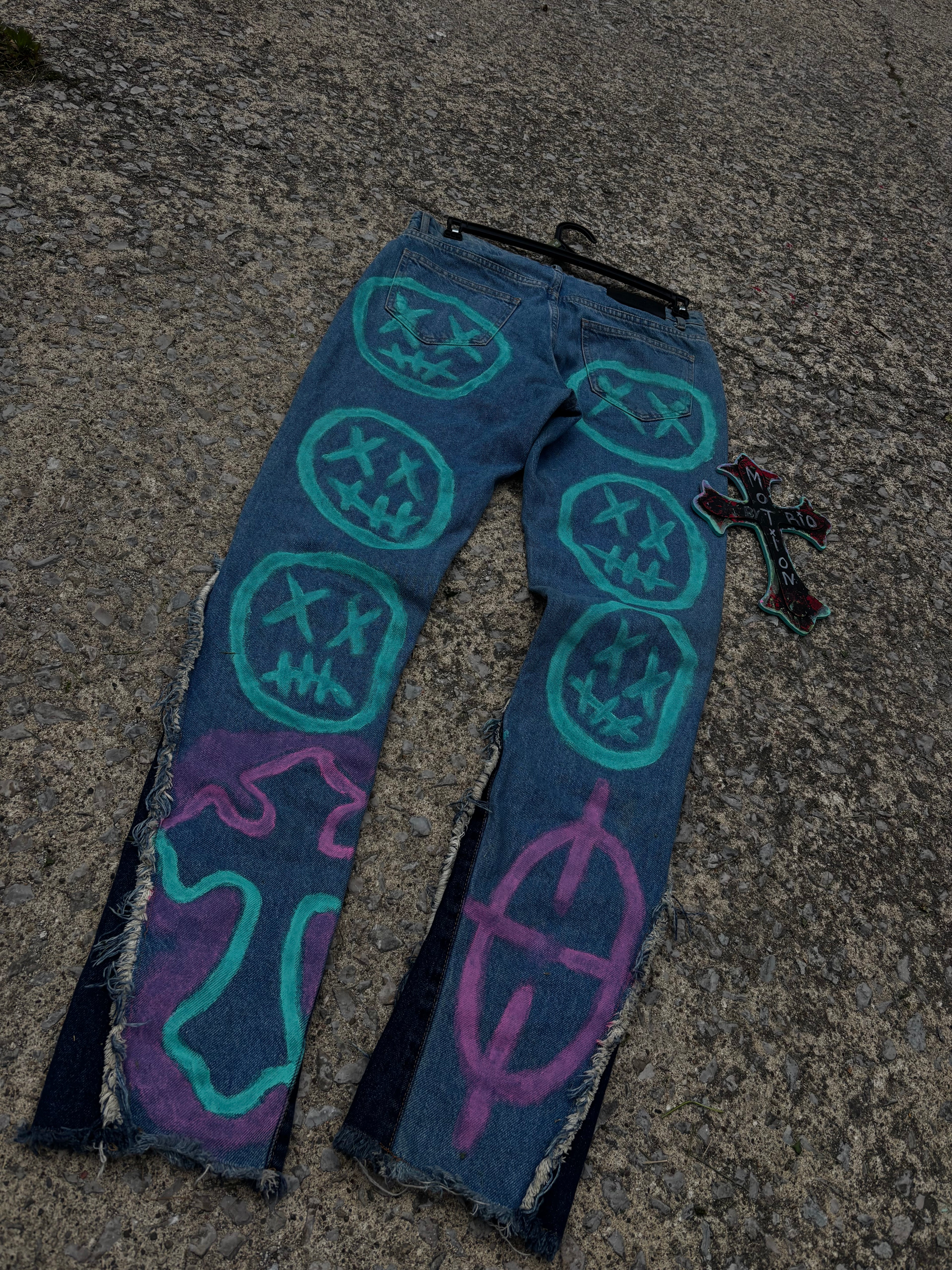 Toxic Candy 🍬 Custom Stacked Denim Jeans