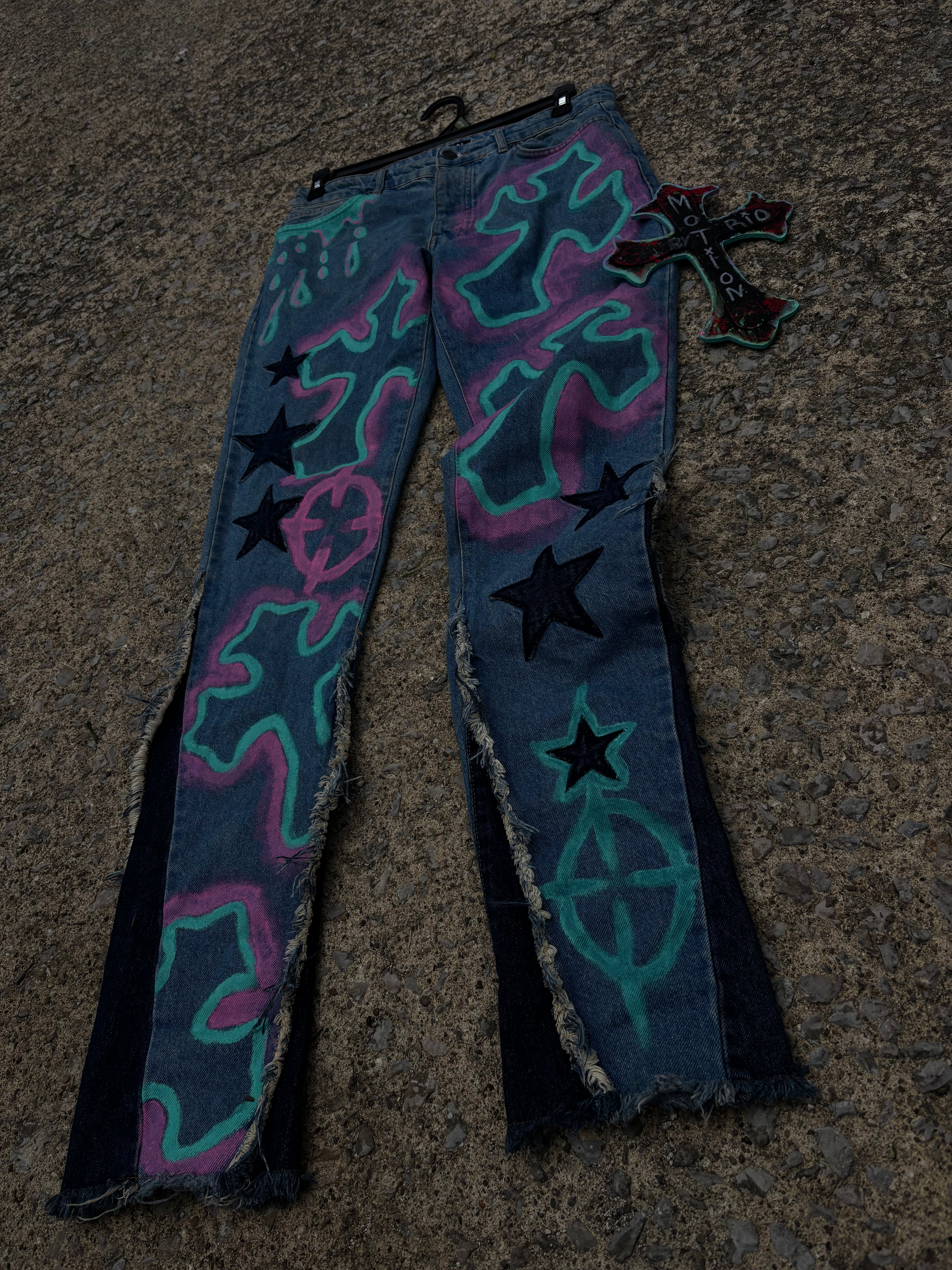 Toxic Candy 🍬 Custom Stacked Denim Jeans
