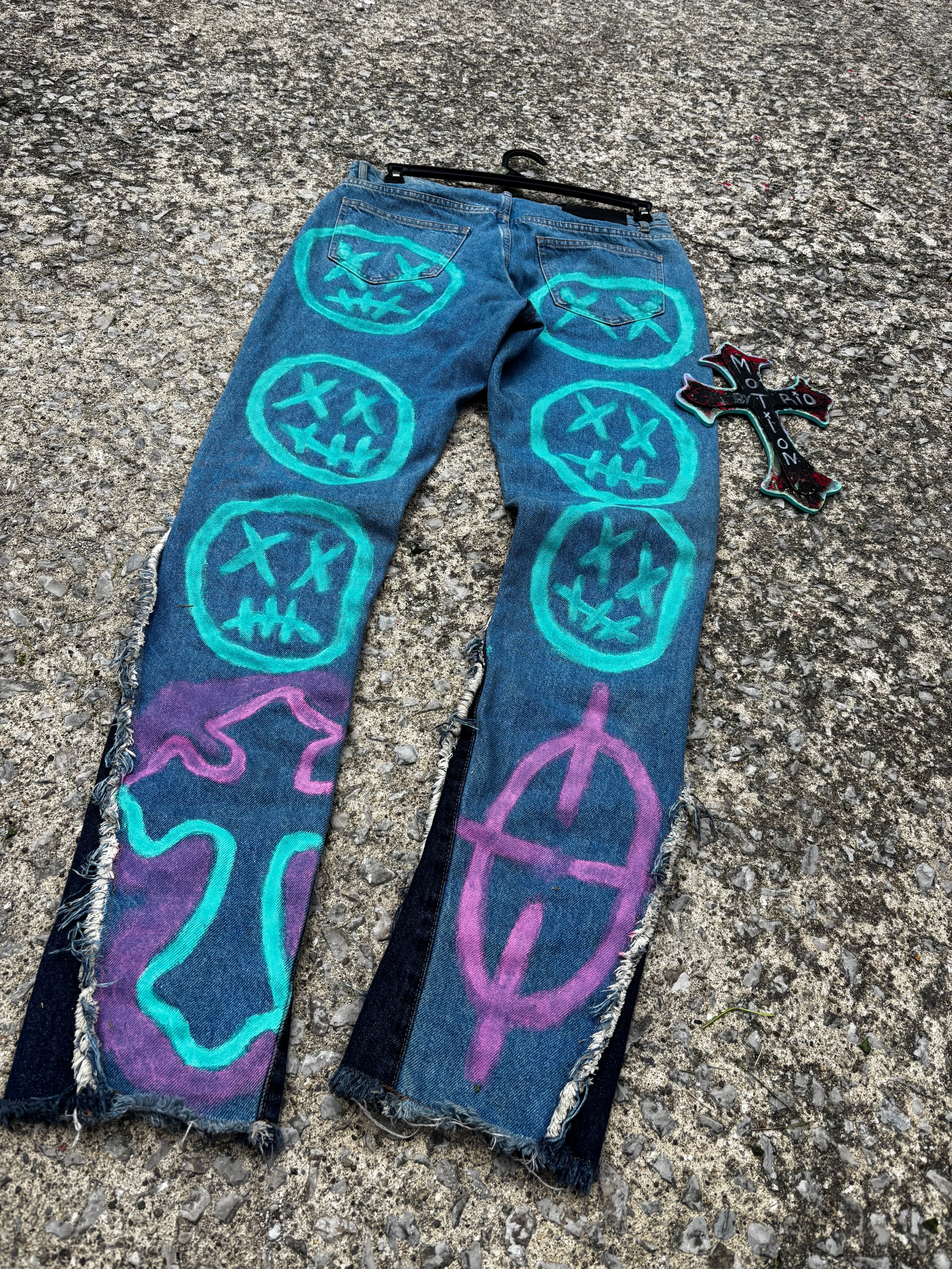 Toxic Candy 🍬 Custom Stacked Denim Jeans