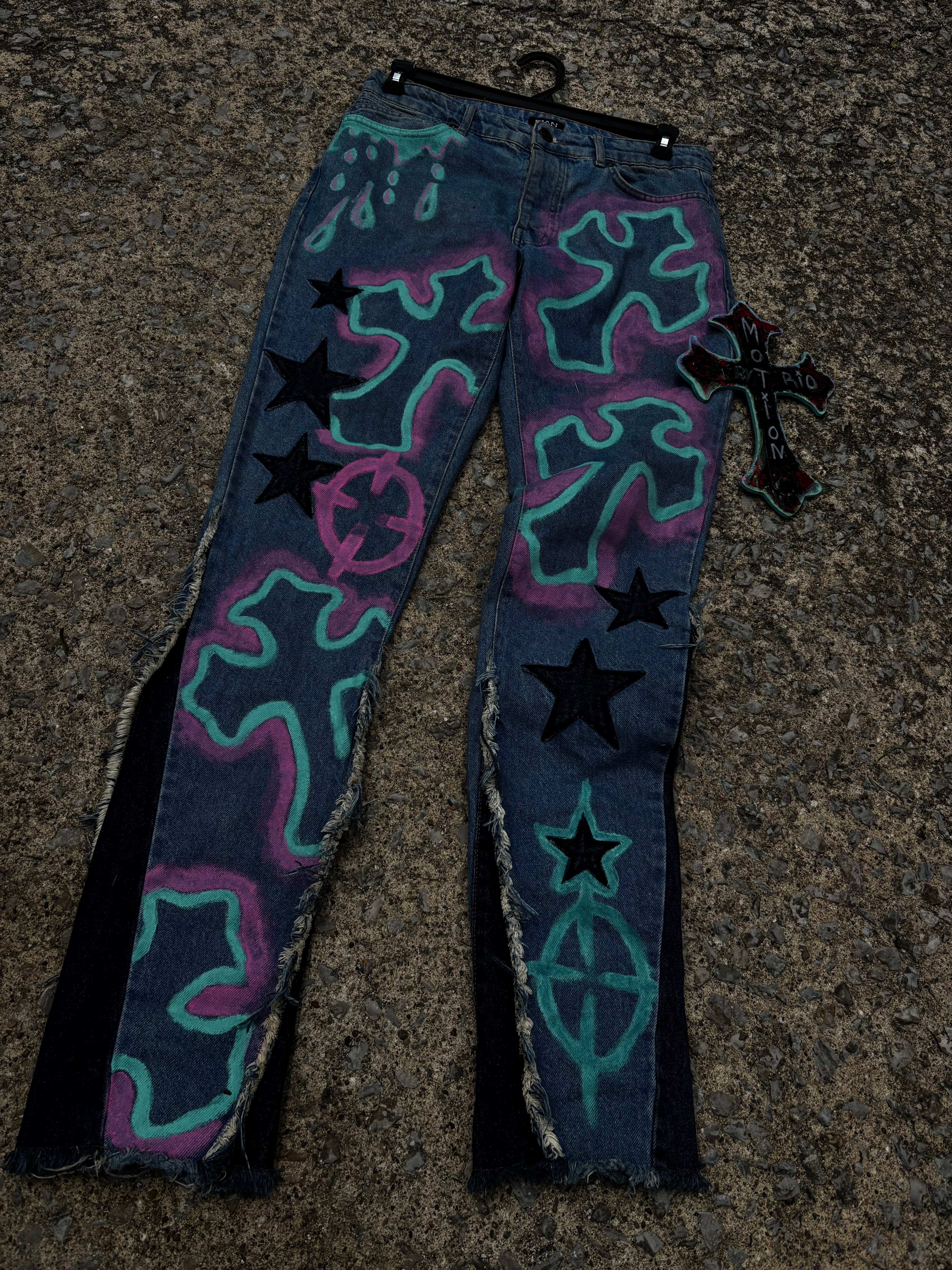 Toxic Candy 🍬 Custom Stacked Denim Jeans