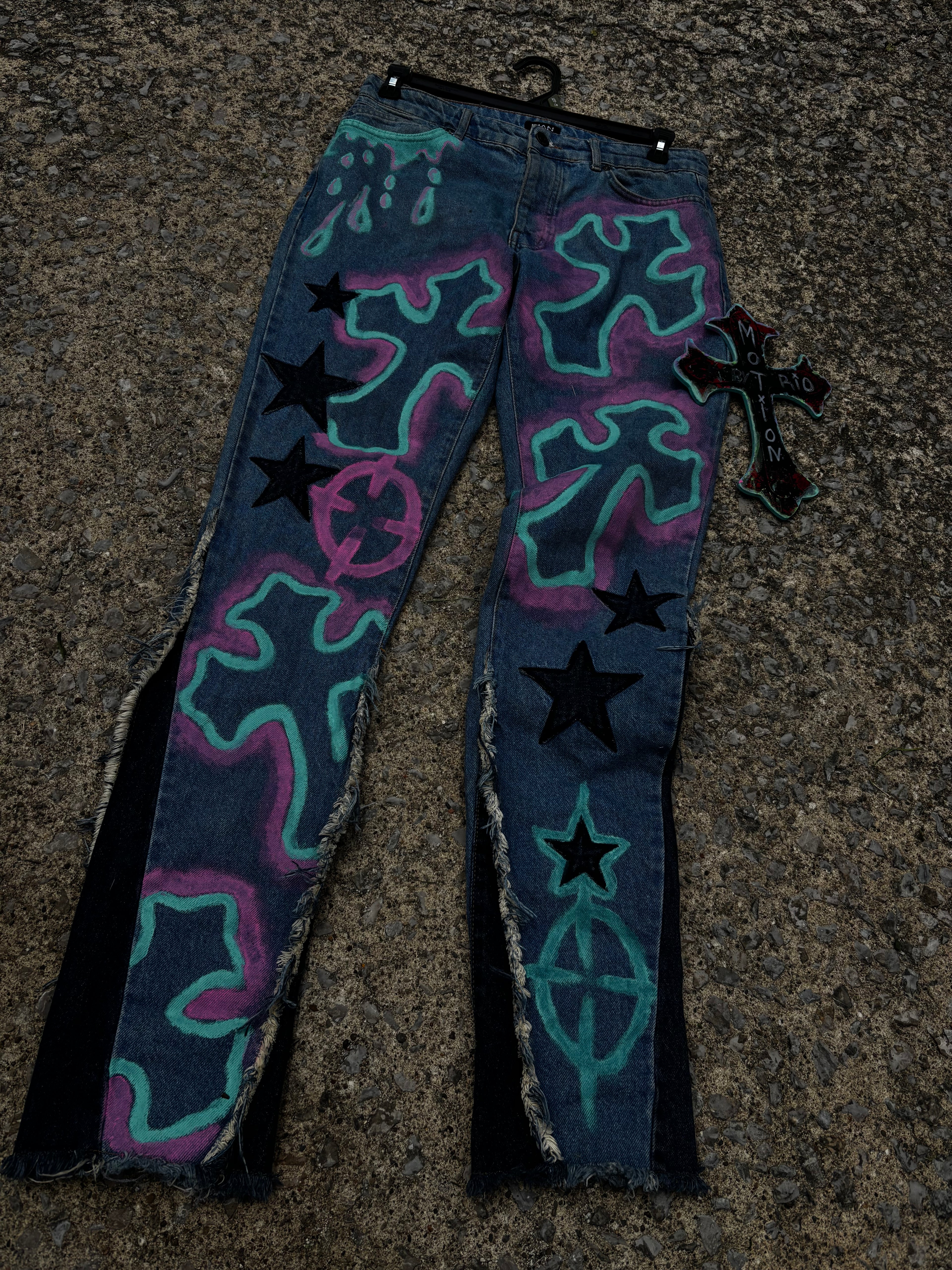Toxic Candy 🍬 Custom Stacked Denim Jeans